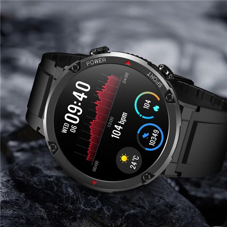 Bracelet connecté intelligent T30 HD de 1,6 pouces Bluetooth Appel Montre IP68 Étanche Montre de sport avec surveillance du rythme cardiaque, de l'oxygène sanguin - Noir