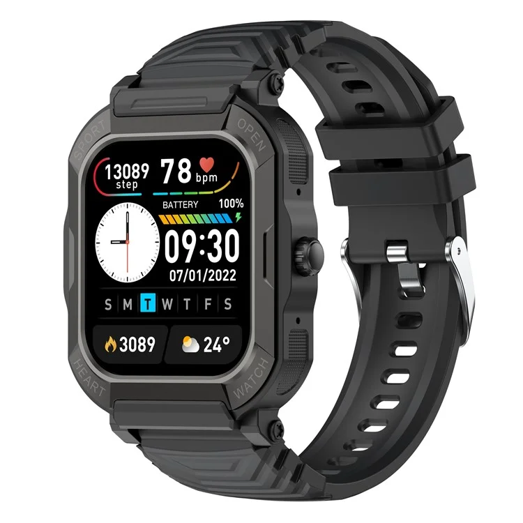 H30 Reloj inteligente de llamada Bluetooth Multi-Deporte Oxígeno en sangre, Monitor del sueño Pantalla de 1,91 pulgadas Pulsera con podómetro - Negro