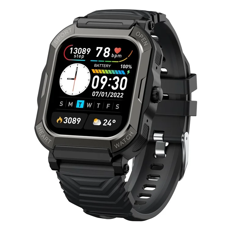 H30 Reloj inteligente de llamada Bluetooth Multi-Deporte Oxígeno en sangre, Monitor del sueño Pantalla de 1,91 pulgadas Pulsera con podómetro - Negro