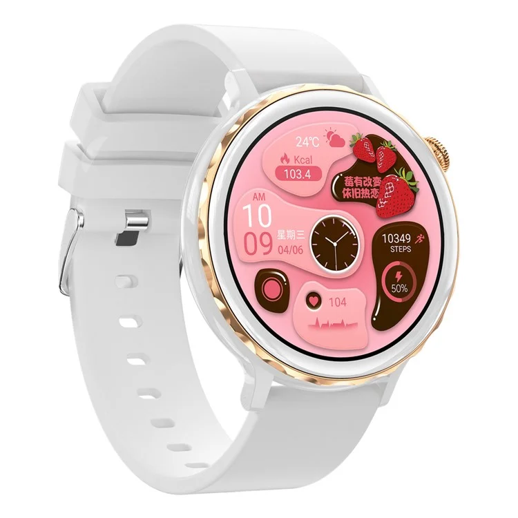 T21 1,32 "ips Screen Smart Watch Bluetooth Appelez la Montre Sportive Résistante à L'eau Avec Surveillance de la Fréquence Cardiaque - Blanc / Sangle de Silicone