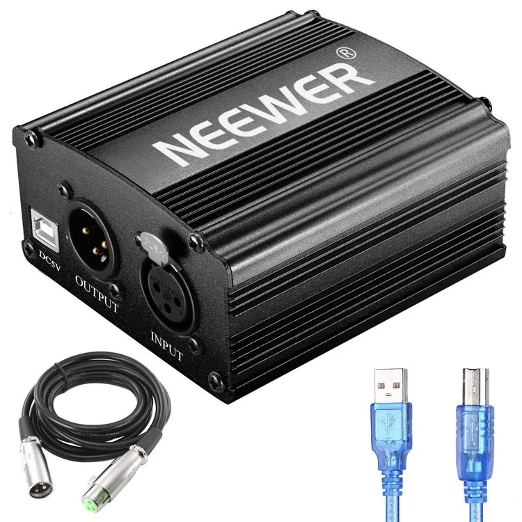 Neewer NW-007 USB 48V Studio Microphone Phantom Power Con XLR Macho a XLR Cable de Audio Femenino