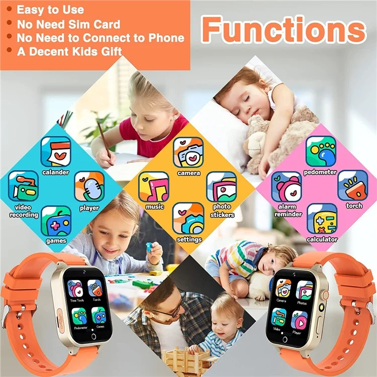 X33 Kids Camera Pedometer Music Game Smart Watch Student Smart Bracelet with Built-in 26 Puzzle Games - Blue