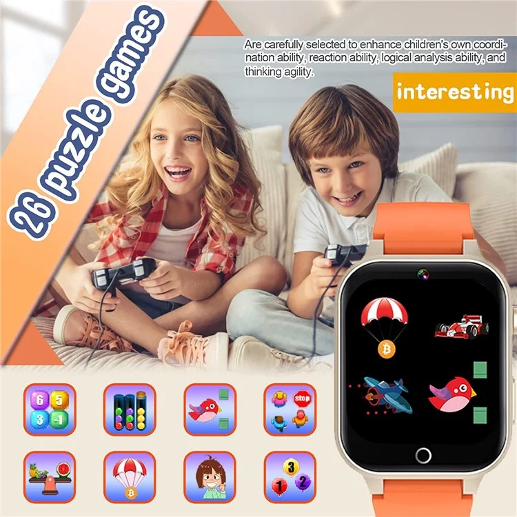 X33 Kids Camera Pedometer Music Game Smart Watch Student Smart Bracelet with Built-in 26 Puzzle Games - Blue