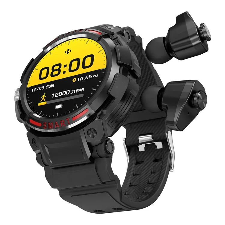 GT100 1.43" Tela AMOLED Smartwatch com Fone de Ouvido TWS, Monitoramento de Saúde, Pulseira Esportiva com Suporte para Chamadas Bluetooth e NFC - Preto