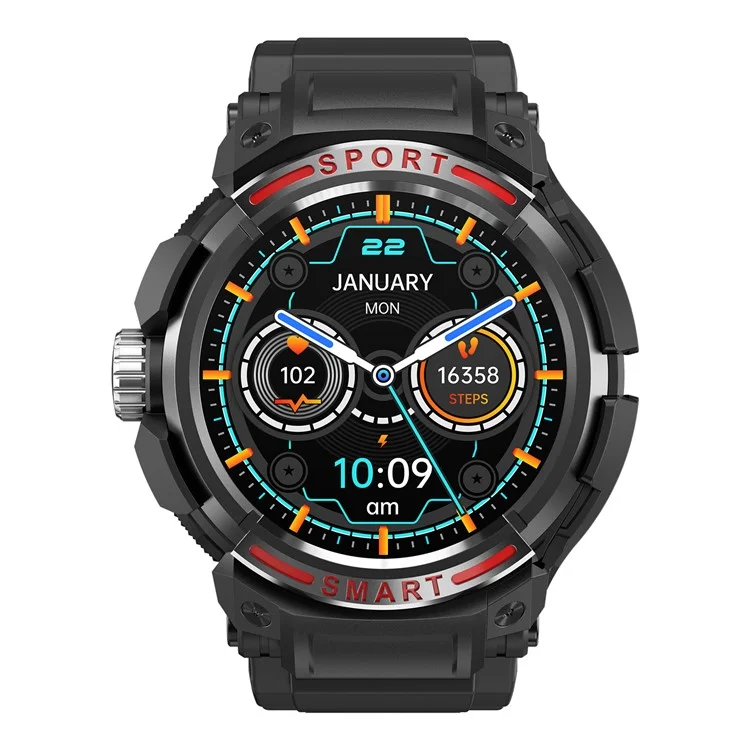 GT100 1.43" AMOLED Screen Smart Watch with TWS Headset Health Monitoring Sports Bracelet Support Bluetooth Calls, NFC - Black