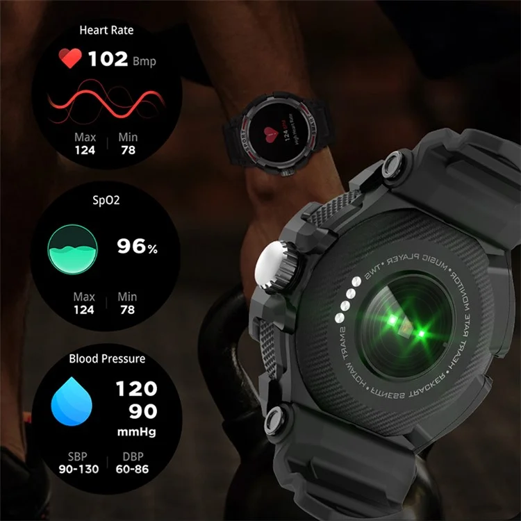 GT100 1.43 "amoled Screen Smart Watch Avec TWS Headset Health Monitoring Sports Bracelet Support Bluetooth Appels, NFC - Noir