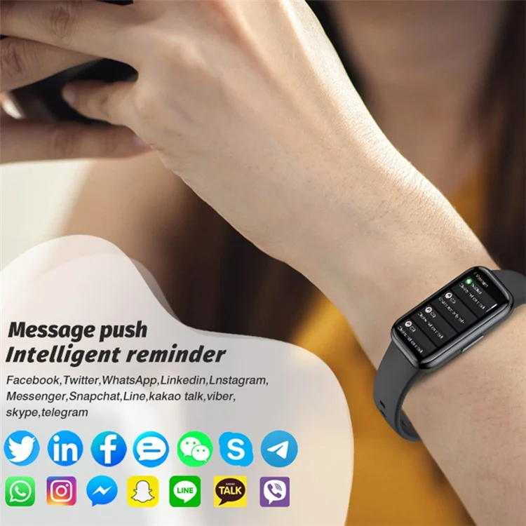 H98 HD 1,47 "touchscreen Smart Bracelet Water Resistant Health Monitoring Fitness Watch Mit TPU -gurt - Schwarz