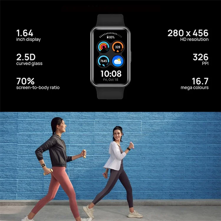 HUAWEI WATCH FIT nouvelle montre intelligente AMOLED de 1,64" 5ATM étanche à l'eau Surveillance de la santé Bracelet de fitness - Rouge