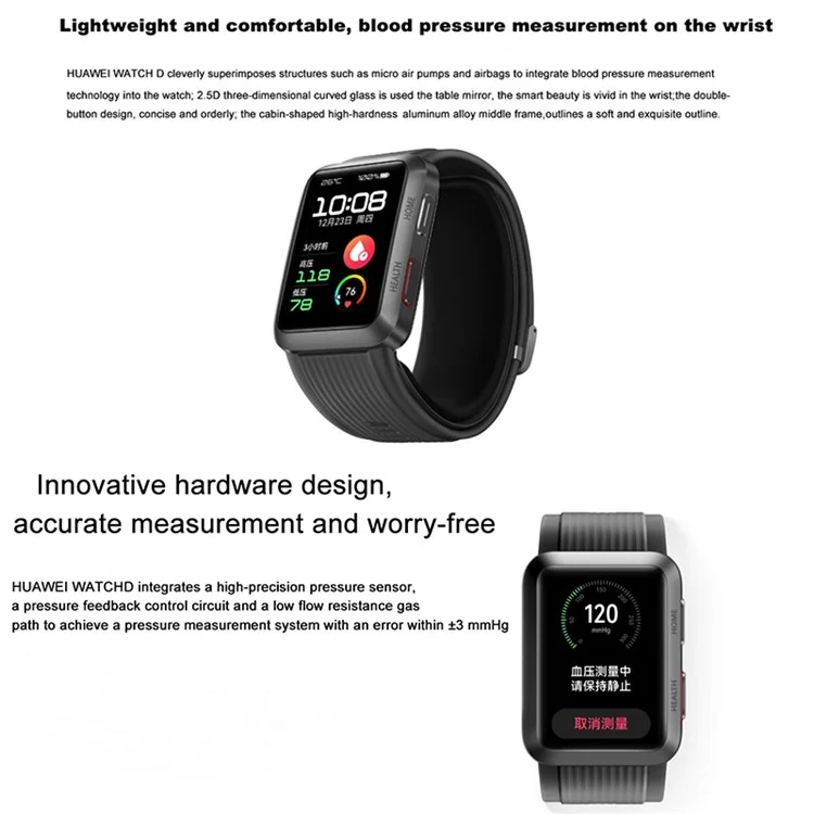 Orologio Huawei D 1,64 "orologio Idoneo Impermeabile Bracciale Intelligente AMOLED Con ECG, Monitoraggio Della Pressione Sanguigna - Nero