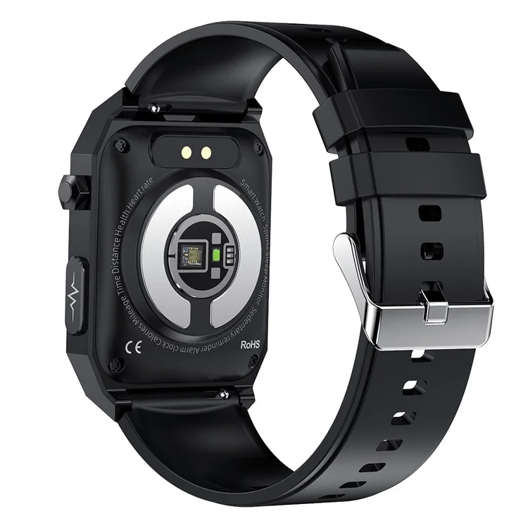 Умные часы E530 IP68 Waterproof с 1,91-дюймовым экраном, монитором ЭКГ, частоты сердечных сокращений и температуры тела, силиконовый ремешок - черные