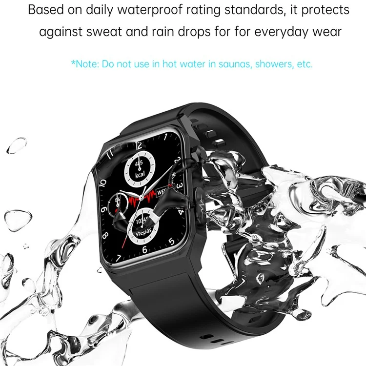 Умные часы E530 IP68 Waterproof с 1,91-дюймовым экраном, монитором ЭКГ, частоты сердечных сокращений и температуры тела, силиконовый ремешок - черные