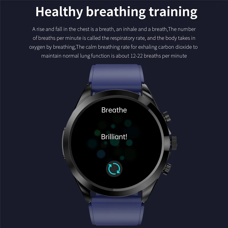 ET440 Smart Watch ECG HRV Body Temperature Monitor Bluetooth Call Voice Assistant Fitness Bracelet, Silicone Strap - Black