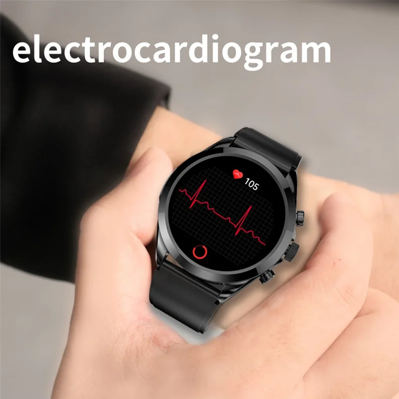 ET440 Smart Watch ECG HRV Körpertemperatur-Monitor Bluetooth-Anruf Sprachassistent Fitness-Armband, Silikonarmband - Schwarz
