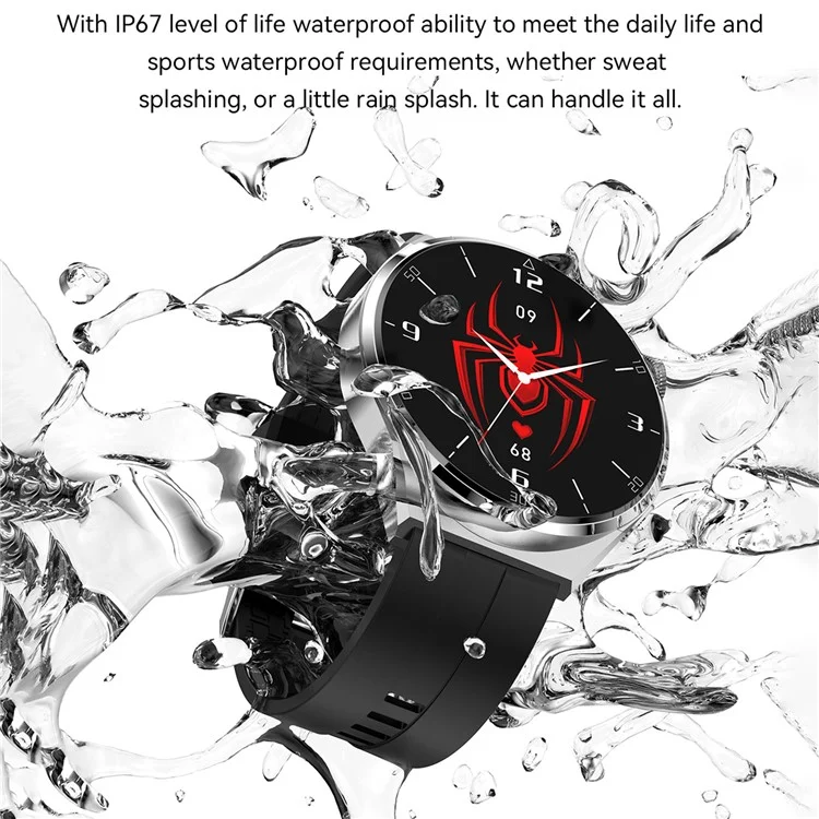 Pg3max Bluetooth Appelez le 1er "smart Watch Blood Oxygen Cartal Teche Monitor IP67 Bracelet Sportif Imperméable - Argent