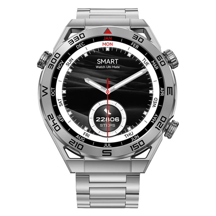 DT Ultra Mate Orologio Smart 1,5 pollici HD Bluetooth Chiamata GPS Tracker sportivo Bracciale con Monitoraggio della salute - Argento / Cinturino in acciaio 