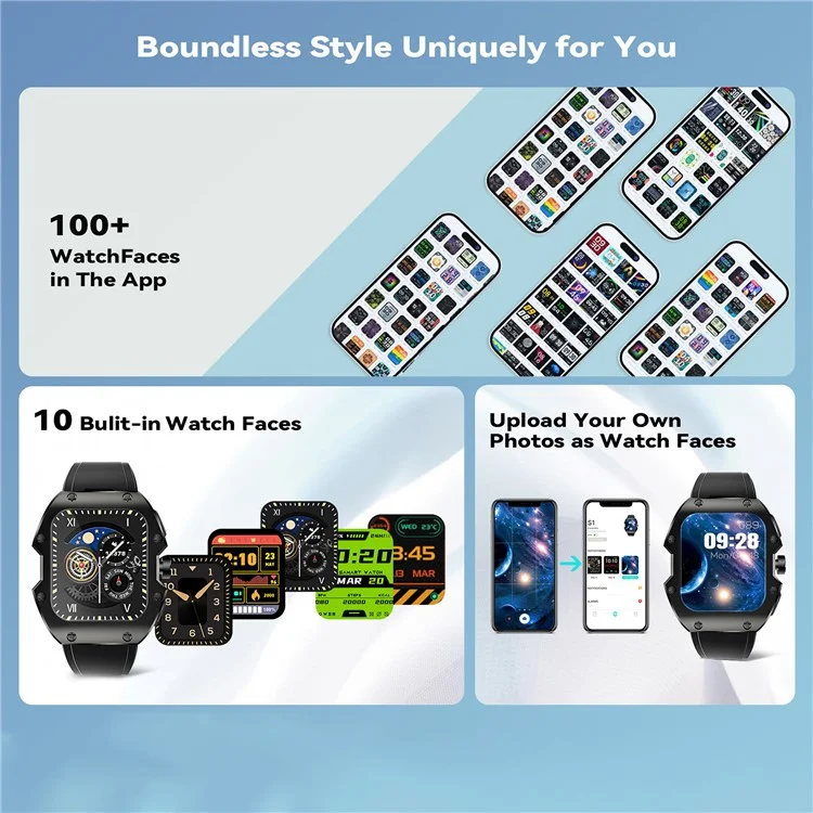 Rogbid Mille 1.91 "ips Bluetooth Smart Watch Appel Answer Answer Watch Fitness Tracker Avec Moniteur de Fréquence Cardiaque, Suivi de L'oxygène Sanguin - Noir