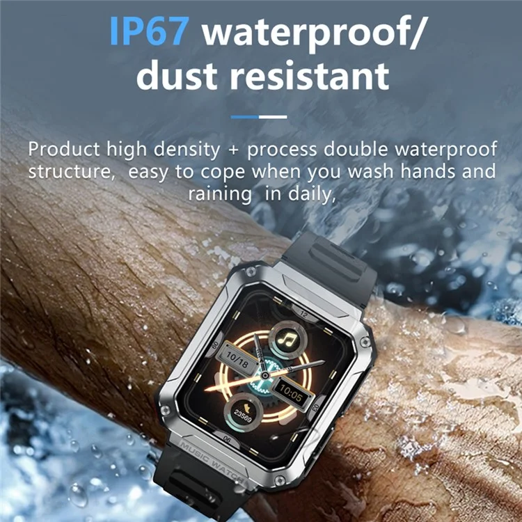 T93 Military Grade 1.96" HD Screen Sports Watch Local Music 4G Recording Bluetooth-compatible Call Smart Bracelet with Headset - Green Camouflage