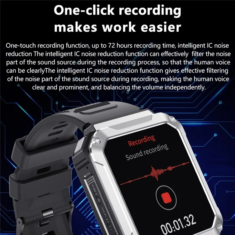 T93 Military Grade 1.96" HD Screen Sports Watch Local Music 4G Recording Bluetooth-compatible Call Smart Bracelet with Headset - Green Camouflage