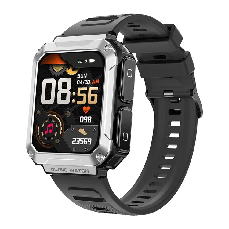 T93 Military Grade 1.96" HD Screen Sports Watch Local Music 4G Recording Bluetooth-compatible Call Smart Bracelet with Headset - Silver