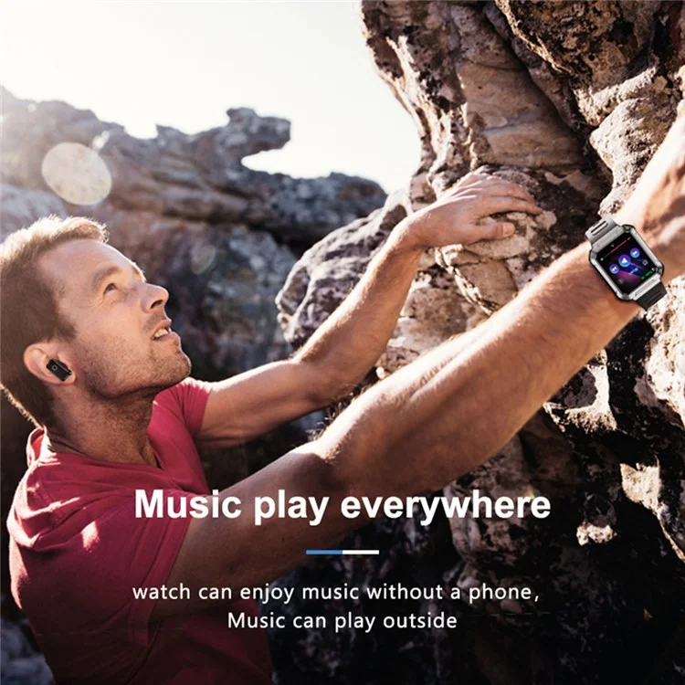 T93 Military Grade 1.96" HD Screen Sports Watch Local Music 4G Recording Bluetooth-compatible Call Smart Bracelet with Headset - Silver