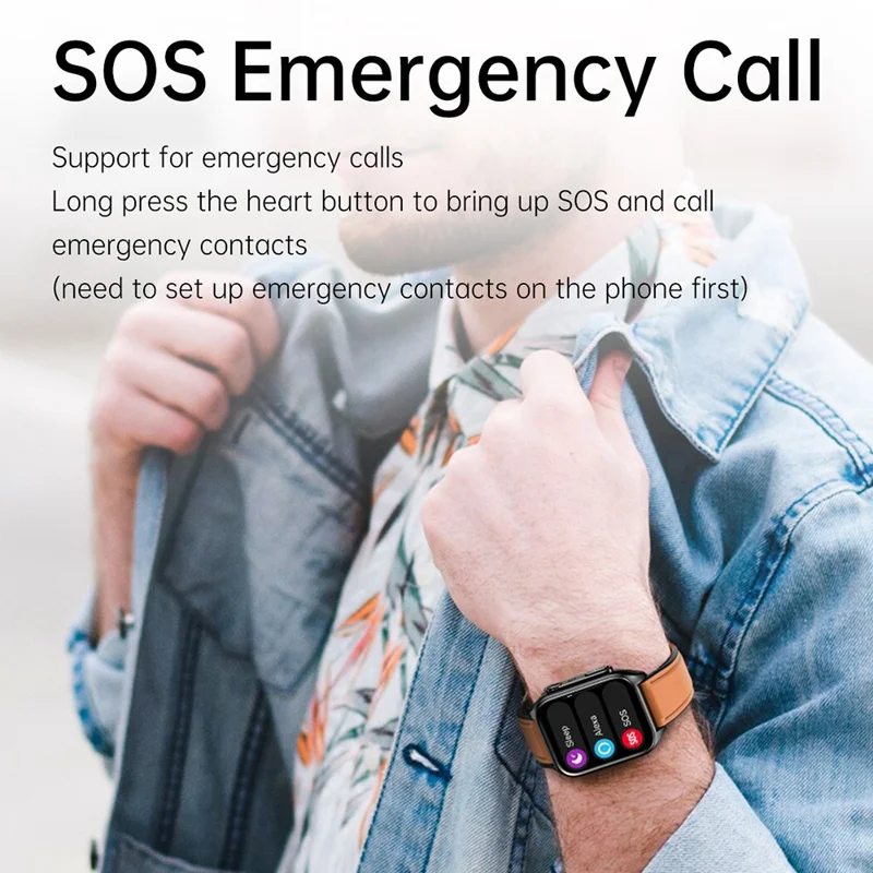 TK12 1.96" ECG + PPG Smart Watch Bluetooth-compatible Call Fitness Bracelet Support Multi-Exercise Mode - Brown / Leather Strap