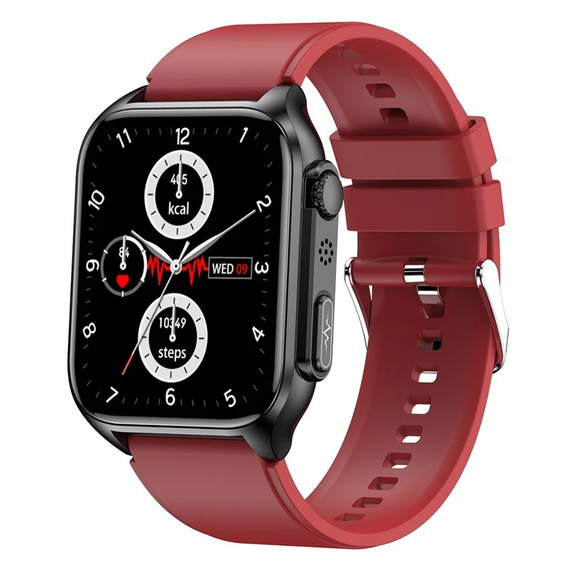 TK12 1.96" ECG + PPG Smart Watch Bluetooth-compatible Call Fitness Bracelet Support Multi-Exercise Mode - Red / TPU Strap