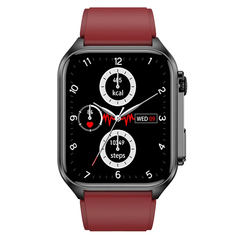 TK12 1.96" ECG + PPG Smart Watch Bluetooth-compatible Call Fitness Bracelet Support Multi-Exercise Mode - Red / TPU Strap