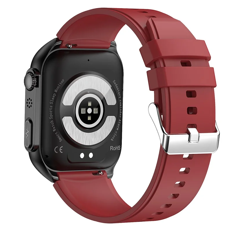 TK12 1.96" ECG + PPG Smart Watch Bluetooth-compatible Call Fitness Bracelet Support Multi-Exercise Mode - Red / TPU Strap