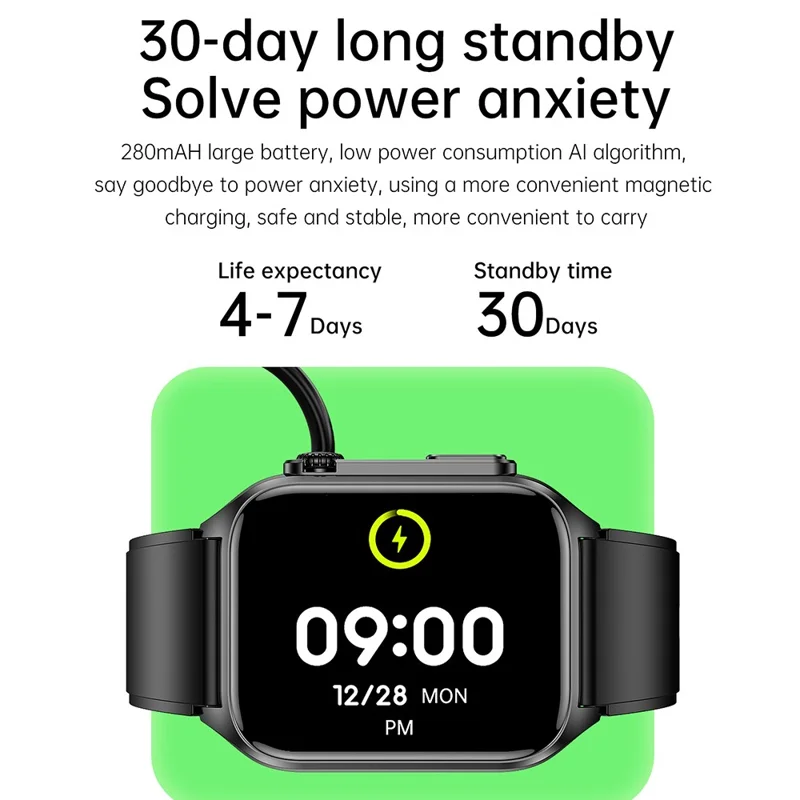 TK12 1.96" ECG + PPG Smart Watch Bluetooth-compatible Call Fitness Bracelet Support Multi-Exercise Mode - Red / TPU Strap