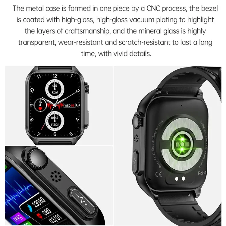 TK12 1.96" ECG + PPG Smart Watch Bluetooth-compatible Call Fitness Bracelet Support Multi-Exercise Mode - Blue / TPU Strap