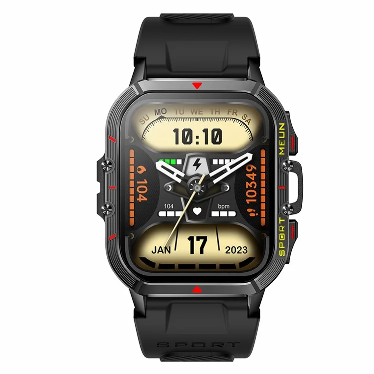 T21 1,96 Polegada de Tela Grande Banda Inteligente Bluetooth Call Sports Watch Com Freqüência Cardíaca, Pressão Arterial, Monitoramento de Oxigênio no Sangue - Preto