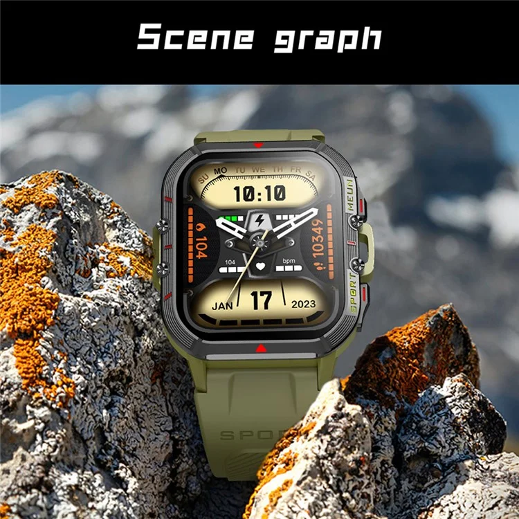 T21 1.96 inch Large Screen Smart Band Outdoor Bluetooth-compatible Call Sports Watch with Heart Rate, Blood Pressure, Blood Oxygen Monitoring - Black