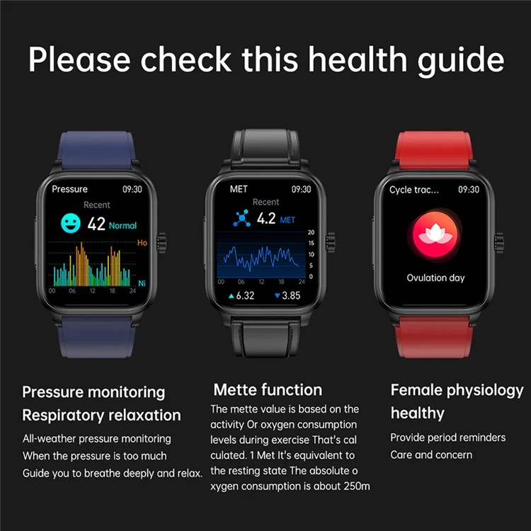 ET540 Screen de 1,39 Polegada Smart Bracelet NFC Sports Watch Com ECG, Freqüência Cardíaca, Monitoramento de Temperatura, Cinta de TPU - Preto