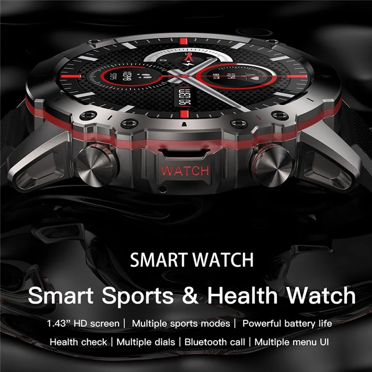 AK56 1.43-inch Smart Watch Heart Rate Blood Pressure Monitoring Bluetooth-compatible Calling Sports Smart Bracelet - Orange