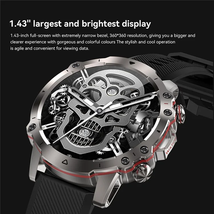 AK56 1.43-inch Smart Watch Heart Rate Blood Pressure Monitoring Bluetooth-compatible Calling Sports Smart Bracelet - Orange