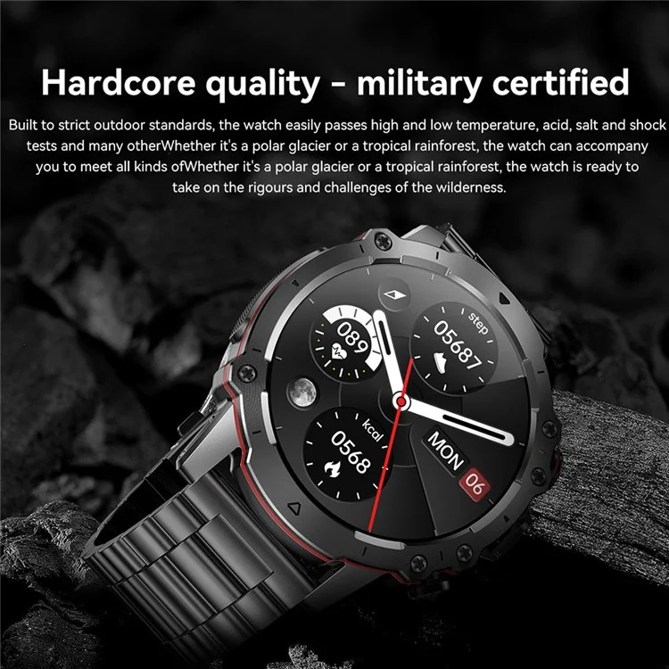 AK56 1.43-inch Smart Watch Heart Rate Blood Pressure Monitoring Bluetooth-compatible Calling Sports Smart Bracelet - Orange