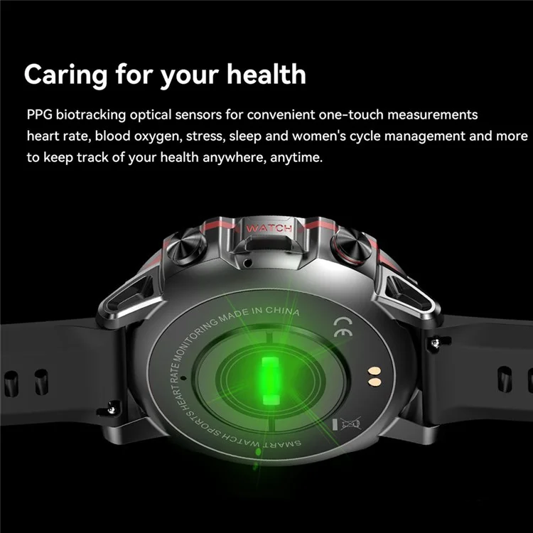 AK56 1.43-inch Smart Watch Heart Rate Blood Pressure Monitoring Bluetooth-compatible Calling Sports Smart Bracelet - Orange