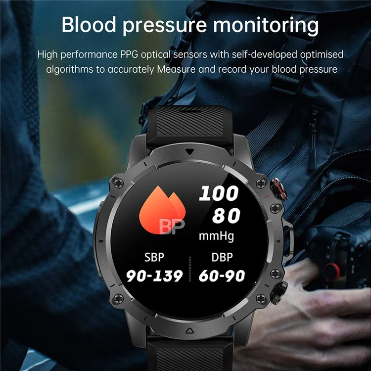 AK56 1.43-inch Smart Watch Heart Rate Blood Pressure Monitoring Bluetooth-compatible Calling Sports Smart Bracelet - Orange