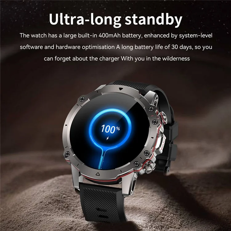 AK56 1.43-inch Smart Watch Heart Rate Blood Pressure Monitoring Bluetooth-compatible Calling Sports Smart Bracelet - Orange