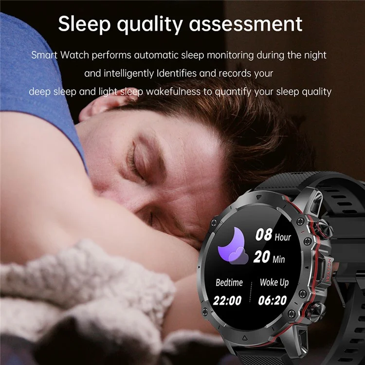 AK56 1.43-inch Smart Watch Heart Rate Blood Pressure Monitoring Bluetooth-compatible Calling Sports Smart Bracelet - Orange