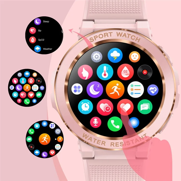 MK60 Bluetooth Call Smart Watch for Women 1.2" HD Screen Fitness Activity Tracker with Blood Pressure Heart Rate Monitor Health - Pink