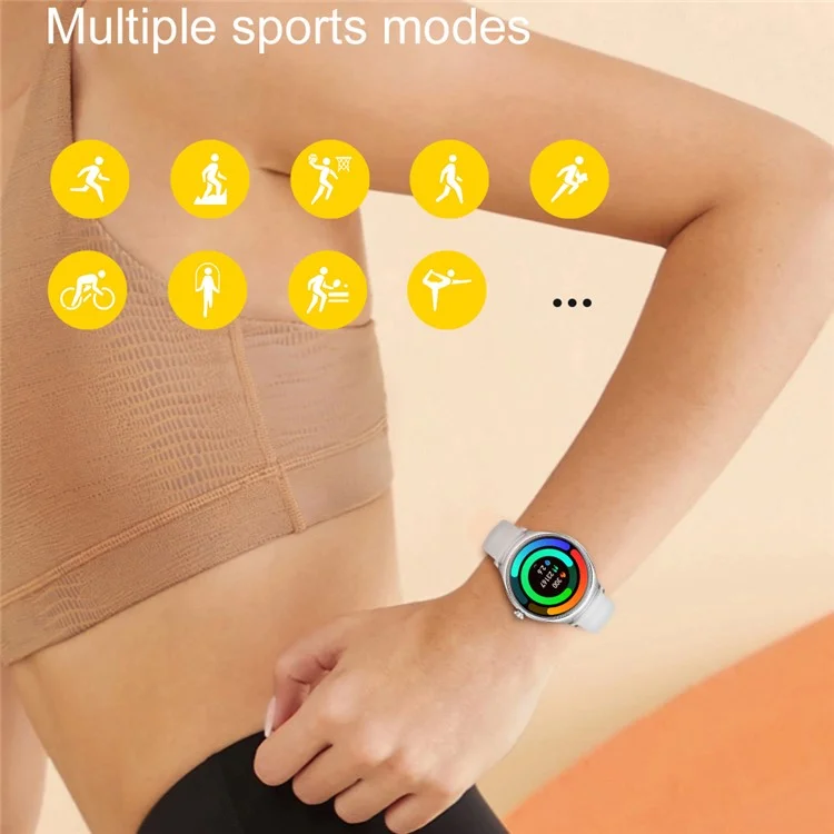 KT67 Smart Watch Blood Pressure Fitness Tracker Wristwatch 1.39-inch Female Sports Bracelet, Silicone Strap - Silver