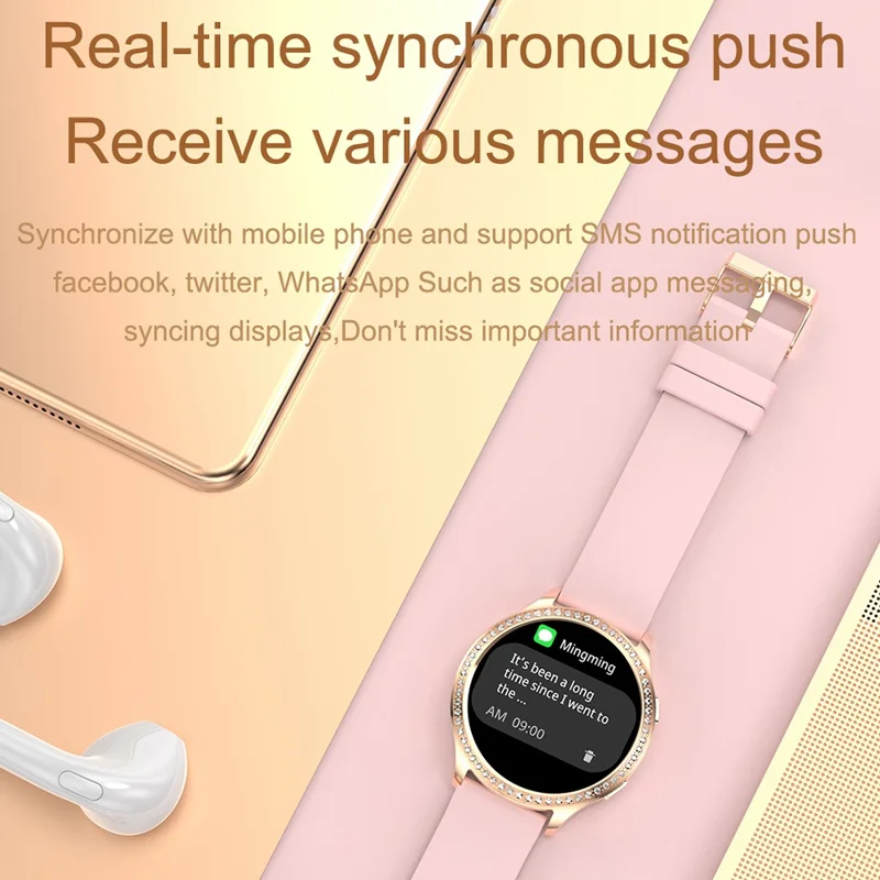 AK53 Strap de Silicona Mujeres Smart Watch Smart Period Menstrual Registro de Frecuencia Cardíaca Monitoreo Del Sueño Sports Smart Bracelet - Oro