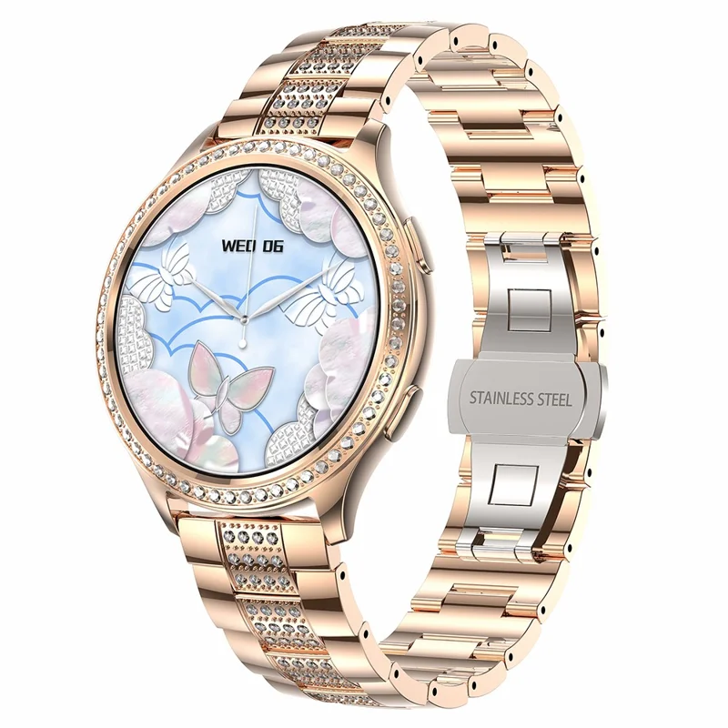 AK53 Steel Strap Women Menstrual Period Record Smart Watch Bluetooth Health Monitoring Sports Smart Bracelet - Gold