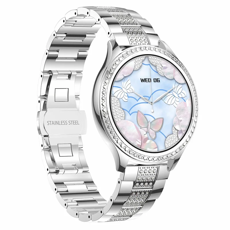 AK53 Steel Strap Women Menstrual Period Record Smart Watch Bluetooth Health Monitoring Sports Smart Bracelet - Silver