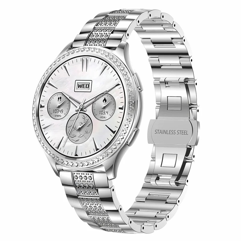 AK53 Steel Strap Women Menstrual Period Record Smart Watch Bluetooth Health Monitoring Sports Smart Bracelet - Silver