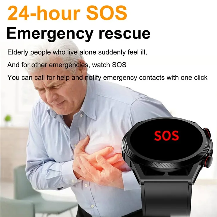 Bracelet intelligent multifonction ET310 1,39" Montre de santé avec surveillance de l'acide urique, ECG, fréquence cardiaque, tension artérielle et température - Noir / Bracelet en TPU