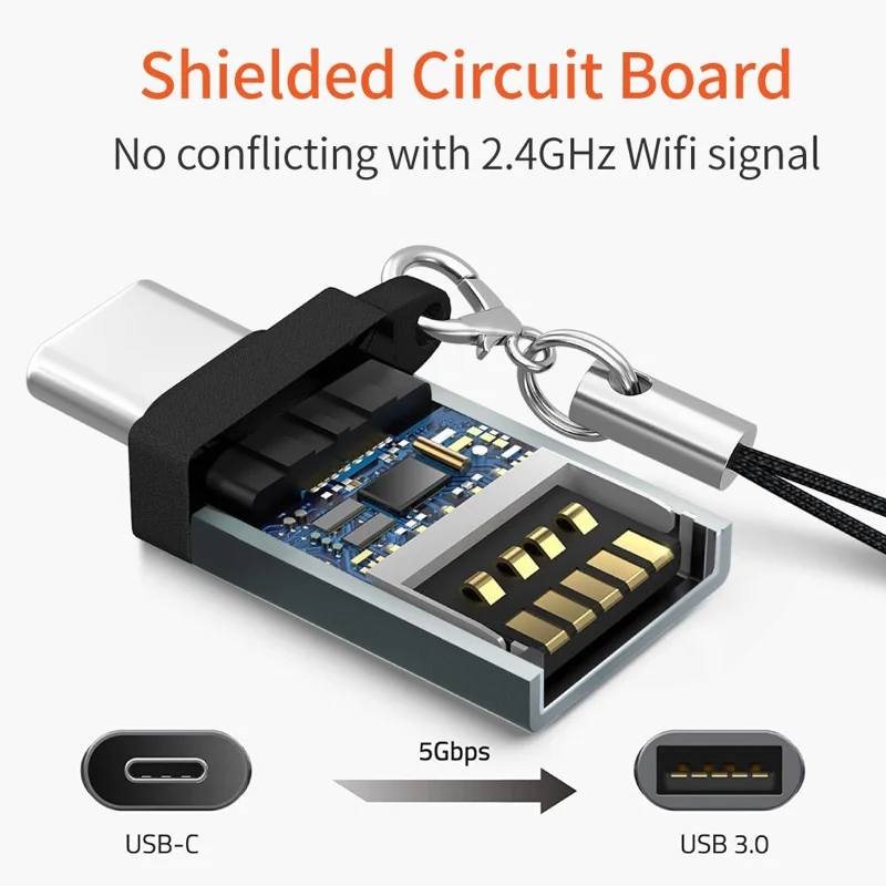 Type-C Male to USB 3.0 Female Adapter 5Gbps Datenübertragung Konverter für Laptop Computer - Schwarz