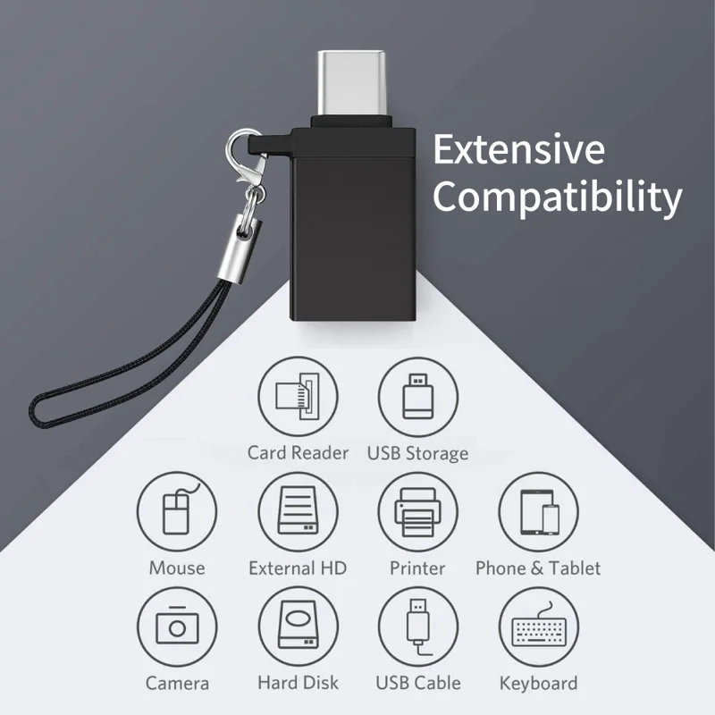 Type-C Male to USB 3.0 Female Adapter 5Gbps Datenübertragung Konverter für Laptop Computer - Schwarz