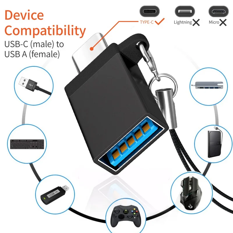 Type-C Male to USB 3.0 Female Adapter 5Gbps Datenübertragung Konverter für Laptop Computer - Schwarz